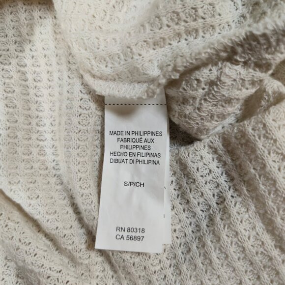 Lucky Brand Waffle Knit Top Size Small Cream Casual Bohemian - Picture 8 of 9